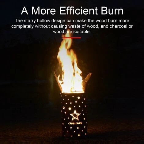 LIFCAUSAL Camplerder Acier Inoxydable Intégré Bonfire Barrels Starrys Pattern Camping En Plein Air Barbecue Fin Automne Hiver Nuit Chauffage Poêles Multifonctionnel Pratique Poêles À Bois 5 LIFCAUSAL Camplerder Acier Inoxydable Intégré Bonfire Barrels Starrys Pattern Camping En Plein Air Barbecue Fin Automne Hiver Nuit Chauffage Poêles Multifonctionnel Pratique Poêles À Bois – Image 3