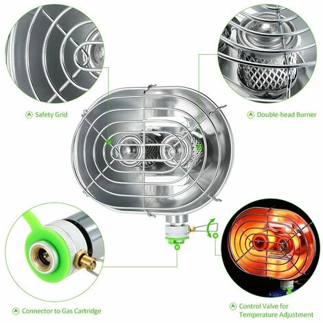 LIFCAUSAL Double Tête Chauffage Extérieur Portable Infrarouge Ray Camping Chauffage Poêle Plus Chaud Chauffage Cuisinière à Gaz 6 LIFCAUSAL Double Tête Chauffage Extérieur Portable Infrarouge Ray Camping Chauffage Poêle Plus Chaud Chauffage Cuisinière à Gaz – Image 4