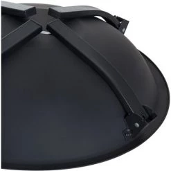 Outsunny Brasero Boule De Feu Cheminée Foyer Extérieur 71L X 71l X 40H Cm Pieds Rétractables Grille à Charbon Couvercle Tisonnier Métal Noir - Noir -Chauffage d'extérieur Soldes 6812158 5