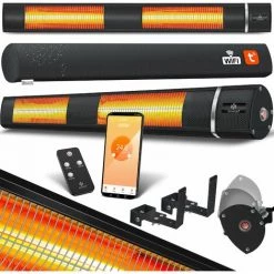 KESSER® Chauffage à Infrarouge 3 000 W IR-Gastro-Bar Chauffage De Terrasse Avec Housse De Protection Chauffage à Infrarouge Chauffage à Quartz Chauffage De Terrasse Chauffage Pour Table à Langer Radiateur Mural, 3000W Schwarz Mit WiFi (de)
