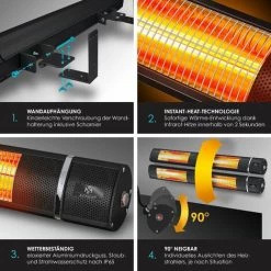 KESSER® Chauffage à Infrarouge 3 000 W IR-Gastro-Bar Chauffage De Terrasse Avec Housse De Protection Chauffage à Infrarouge Chauffage à Quartz Chauffage De Terrasse Chauffage Pour Table à Langer Radiateur Mural, 3000W Schwarz Mit WiFi (de) -Chauffage d'extérieur Soldes 68316737 3