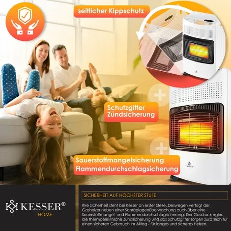 KESSER® Chauffage à Gaz En Céramique 4 200 watts Avec Régulateur De Pression, Tuyau De Gaz | Cheminée Au Gaz | Appareil De Chauffage à Gaz | Brûleur Céramique Infrarouge | Puissance Thermique, Bouteilles De Butane Ou De Propane Jusqu’à 15kg, Blanche 6 KESSER® Chauffage à Gaz En Céramique 4 200 watts Avec Régulateur De Pression, Tuyau De Gaz | Cheminée Au Gaz | Appareil De Chauffage à Gaz | Brûleur Céramique Infrarouge | Puissance Thermique, Bouteilles De Butane Ou De Propane Jusqu’à 15kg, Blanche – Image 4