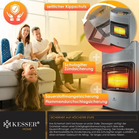 KESSER® Chauffage à Gaz En Céramique 4 200 watts Avec Régulateur De Pression, Tuyau De Gaz | Cheminée Au Gaz | Appareil De Chauffage à Gaz | Brûleur Céramique Infrarouge | Puissance Thermique, Bouteilles De Butane Ou De Propane Jusqu’à 15kg, Gris Foncé 6 KESSER® Chauffage à Gaz En Céramique 4 200 watts Avec Régulateur De Pression, Tuyau De Gaz | Cheminée Au Gaz | Appareil De Chauffage à Gaz | Brûleur Céramique Infrarouge | Puissance Thermique, Bouteilles De Butane Ou De Propane Jusqu’à 15kg, Gris Foncé – Image 4