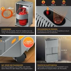 KESSER® Chauffage à Gaz En Céramique 4 200 watts Avec Régulateur De Pression, Tuyau De Gaz | Cheminée Au Gaz | Appareil De Chauffage à Gaz | Brûleur Céramique Infrarouge | Puissance Thermique, Bouteilles De Butane Ou De Propane Jusqu’à 15kg, Gris Foncé 11 KESSER® Chauffage à Gaz En Céramique 4 200 watts Avec Régulateur De Pression, Tuyau De Gaz | Cheminée Au Gaz | Appareil De Chauffage à Gaz | Brûleur Céramique Infrarouge | Puissance Thermique, Bouteilles De Butane Ou De Propane Jusqu’à 15kg, Gris Foncé -Chauffage d'extérieur Soldes 68316987 5