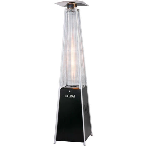 Poêle à Gaz Pour Terrasse Usage Extérieur Tuyaux Et Roues 13kW Kekai Basil 52x52x227 Cm Couleur Noir Et Design Pyramidale 3 Poêle à Gaz Pour Terrasse Usage Extérieur Tuyaux Et Roues 13kW Kekai Basil 52x52x227 Cm Couleur Noir Et Design Pyramidale