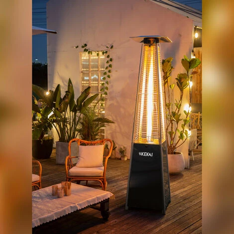 Poêle à Gaz Pour Terrasse Usage Extérieur Tuyaux Et Roues 13kW Kekai Basil 52x52x227 Cm Couleur Noir Et Design Pyramidale 4 Poêle à Gaz Pour Terrasse Usage Extérieur Tuyaux Et Roues 13kW Kekai Basil 52x52x227 Cm Couleur Noir Et Design Pyramidale – Image 2
