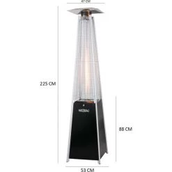 Poêle à Gaz Pour Terrasse Usage Extérieur Tuyaux Et Roues 13kW Kekai Basil 52x52x227 Cm Couleur Noir Et Design Pyramidale 10 Poêle à Gaz Pour Terrasse Usage Extérieur Tuyaux Et Roues 13kW Kekai Basil 52x52x227 Cm Couleur Noir Et Design Pyramidale -Chauffage d'extérieur Soldes 68573135 4