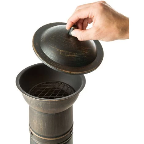 TECTAKE Brasero Mexicain En Fonte De Jardin Avec Cheminée Et Grilles 52 Cm X 44 Cm X 115 Cm - Gris 6 TECTAKE Brasero Mexicain En Fonte De Jardin Avec Cheminée Et Grilles 52 Cm X 44 Cm X 115 Cm - Gris – Image 4