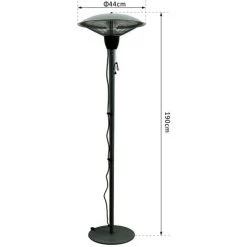 HOMCOM Outsunny Parasol Chauffant Infrarouge à Quartz Ø 44 X 190 Cm Chauffage Radiant Sur Pied 1500 W Métal Gris - Gris -Chauffage d'extérieur Soldes 8934093 3