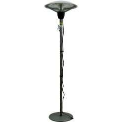 HOMCOM Outsunny Parasol Chauffant Infrarouge à Quartz Ø 44 X 190 Cm Chauffage Radiant Sur Pied 1500 W Métal Gris - Gris -Chauffage d'extérieur Soldes 8934093 4